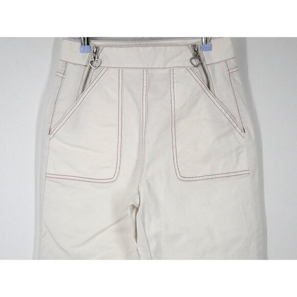NWT Kate Spade Denim Zip Flare Pants White 25 - Picture 5 of 11